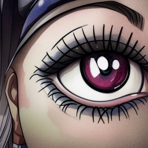 Hyperrealistic Manga Eye Portrait in Watercolor Style