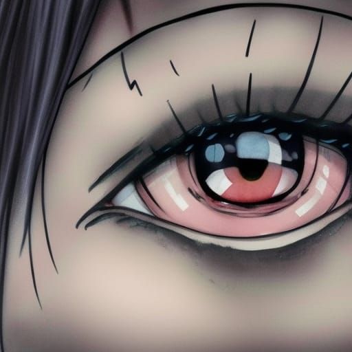 Hyperrealistic Watercolor Anime Eye Portrait