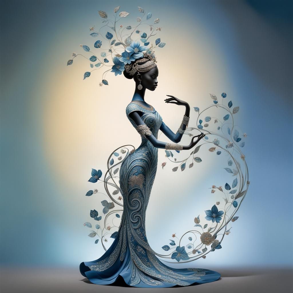 Ethereal Figure in Floral Fractal Design