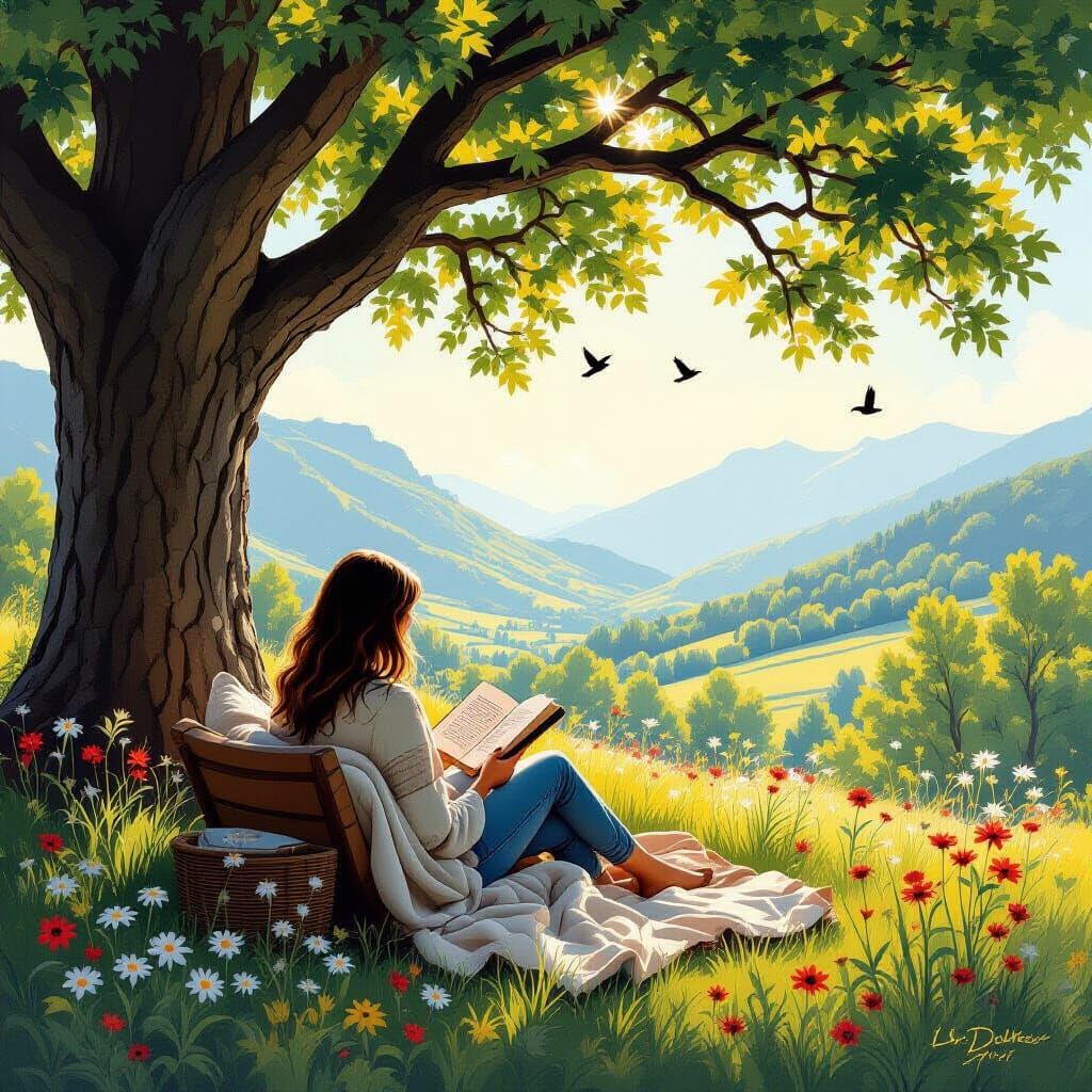 Cozy Reading Nook in Nature's Embrace