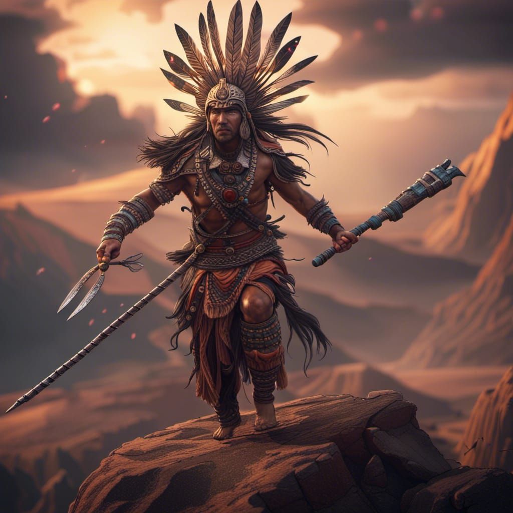 Tribal Warrior Descends from the Sky