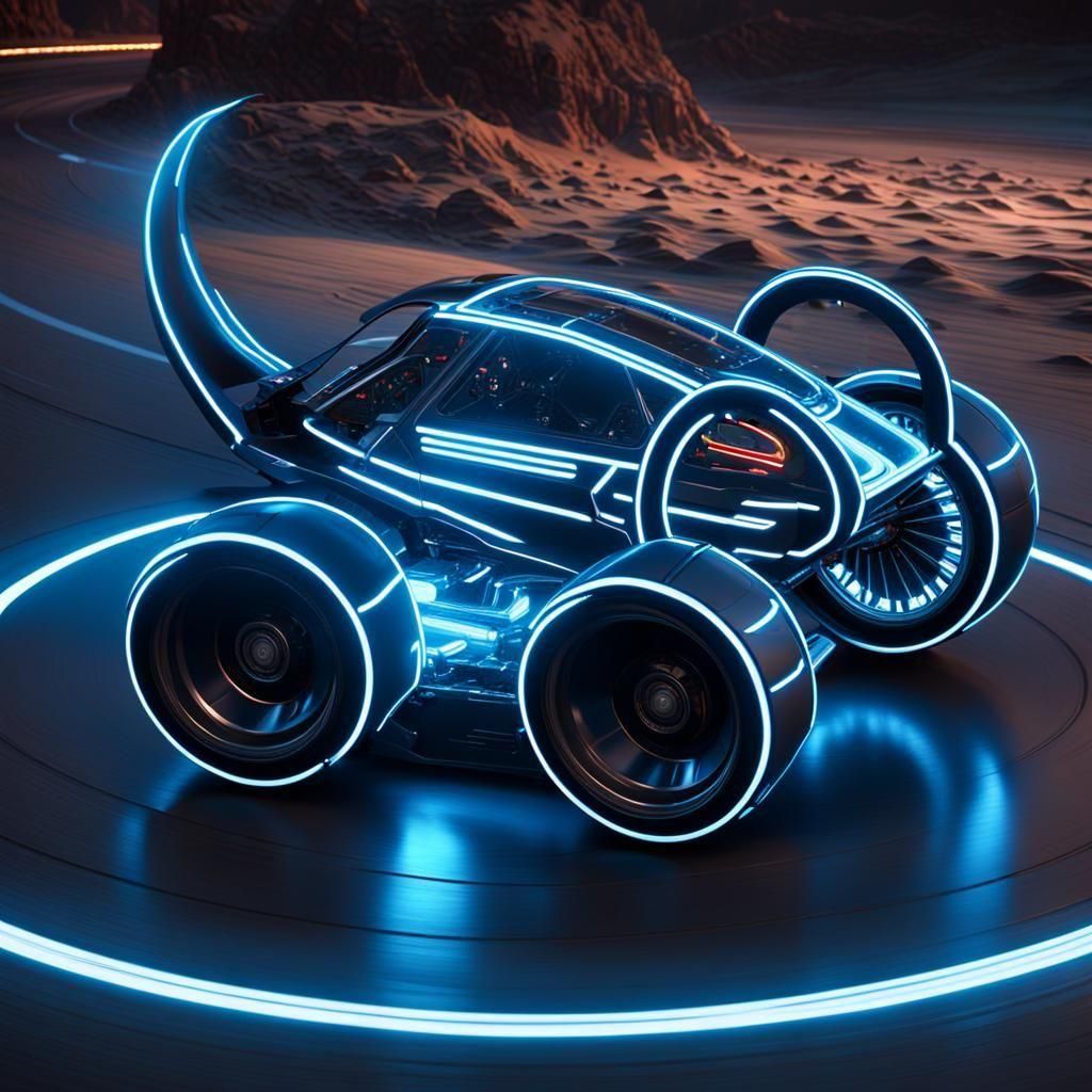 Futuristic Sci-Fi Race Vehicle in Polished Metal