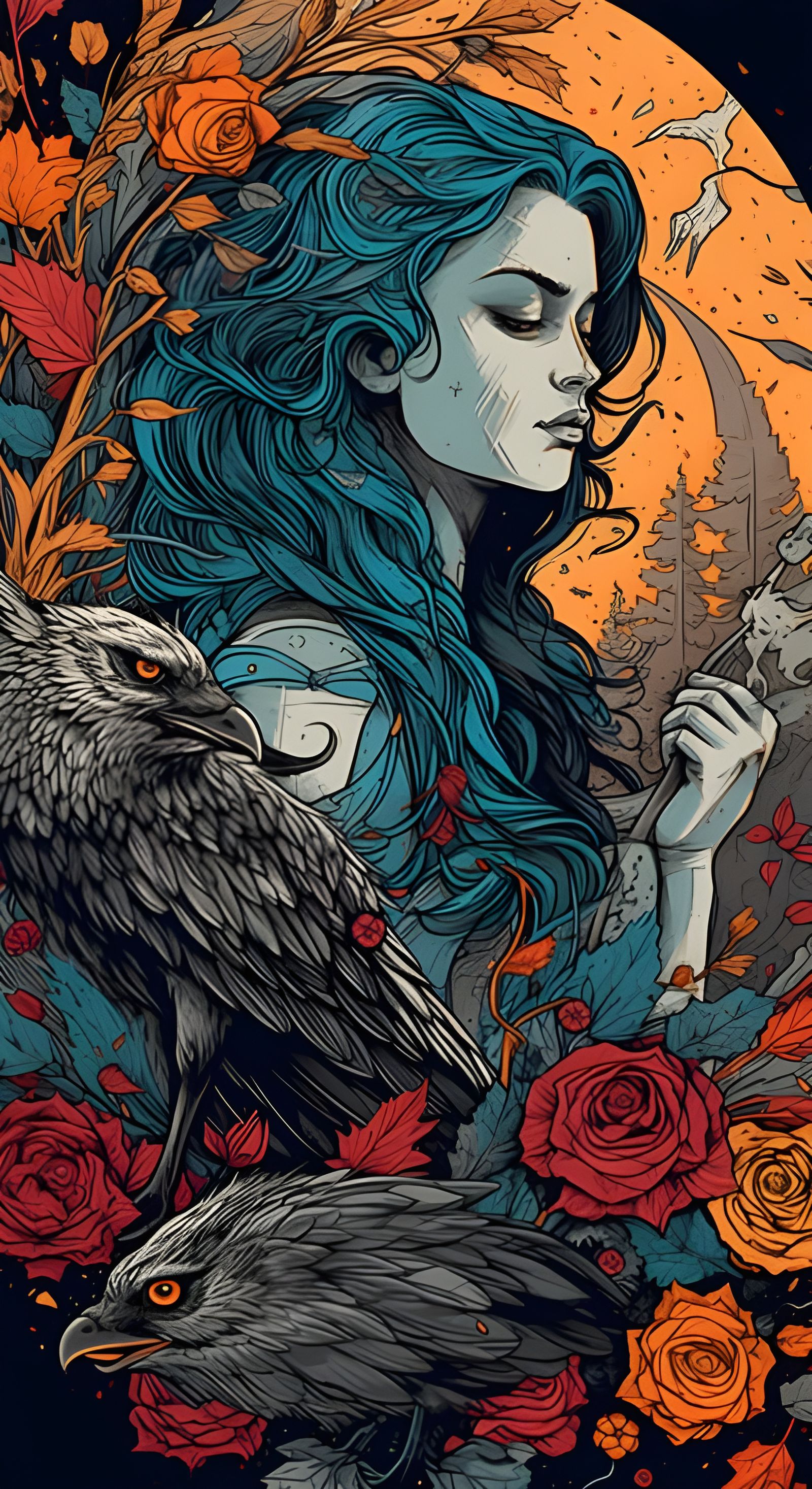 Girl, Moon, and Raven in Ghibli-Style 3D Comic