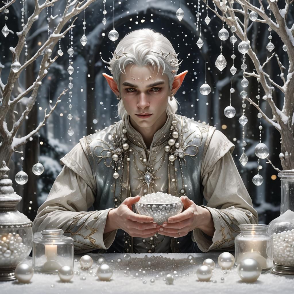 Elf Boy Collecting Diamonds and Pearls