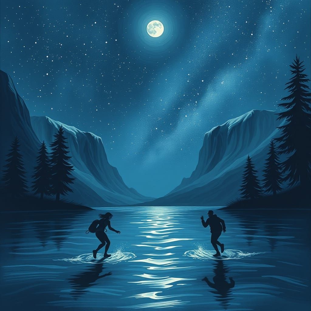 Surreal Moonscape Escape Under Starry Skies