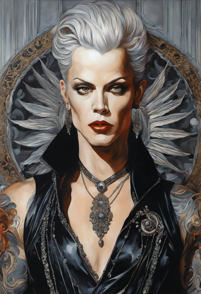 Intense Gothic Portrait in Acrylic Painting Style