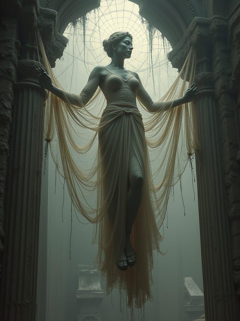 Graceful Ghost in a Cobweb Dress