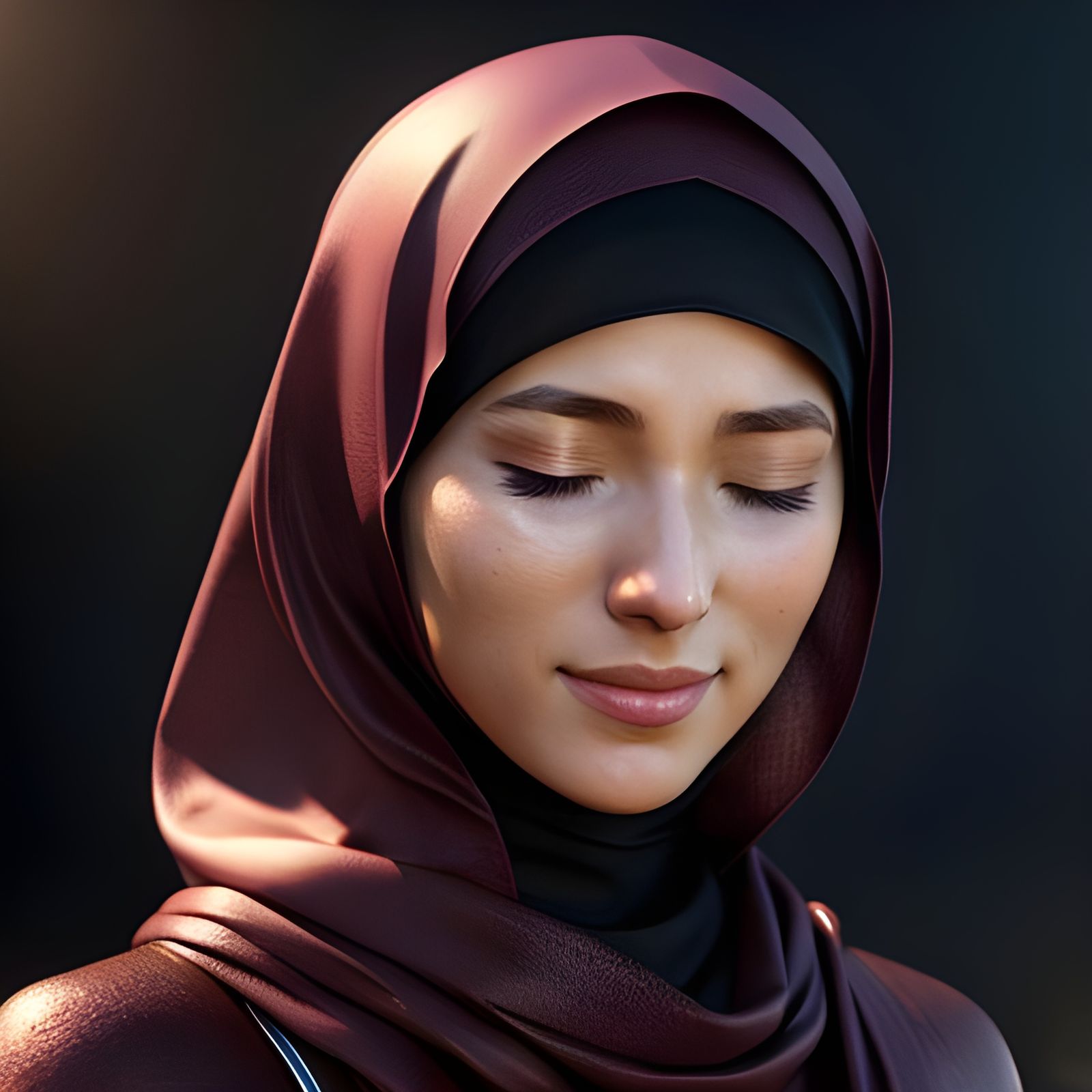 Serene Hijabi Portrait in Art Nouveau Style