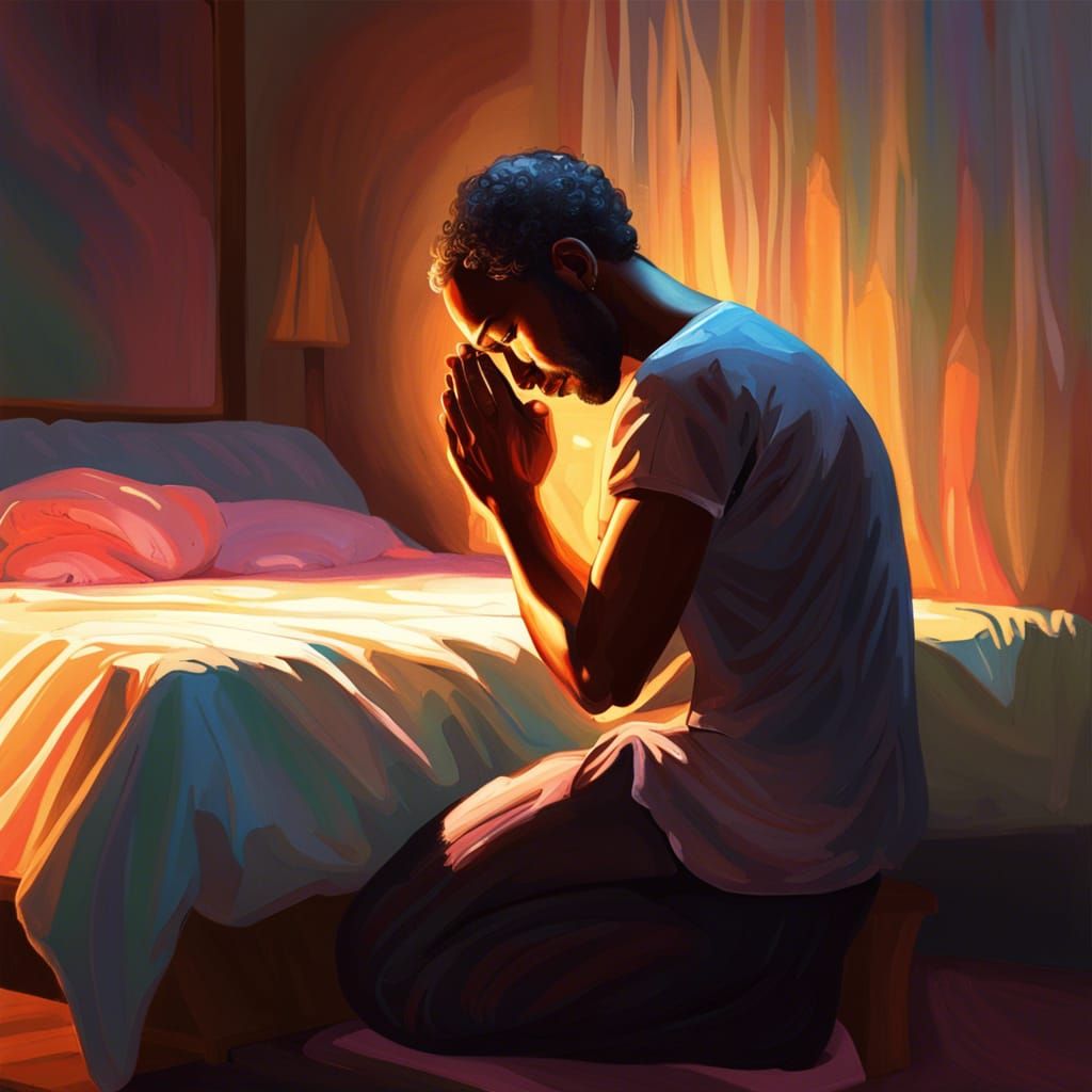 Solemn Prayer in Soft Light: Hyperrealistic Concept Art