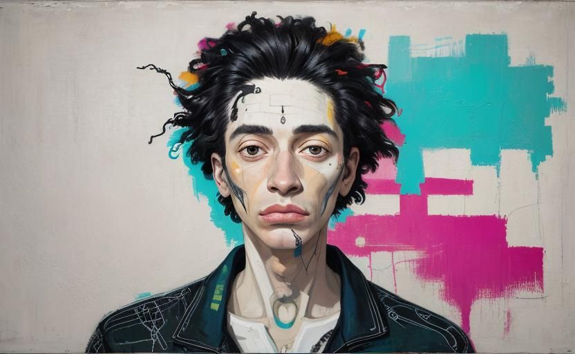 Dynamic Mixed Media Collage with Abstract Forms