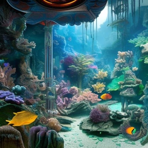 Detailed Aquarium Digital Matte Painting