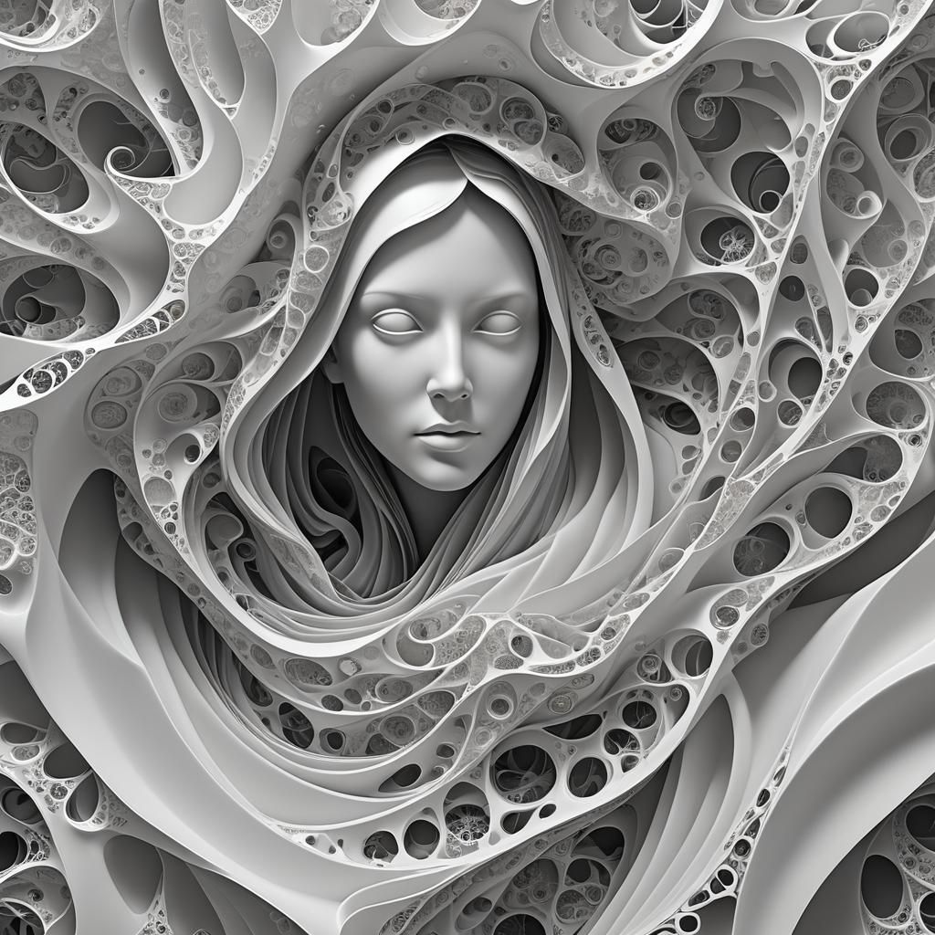 Ghostly Figure in Fractal Dreamscape