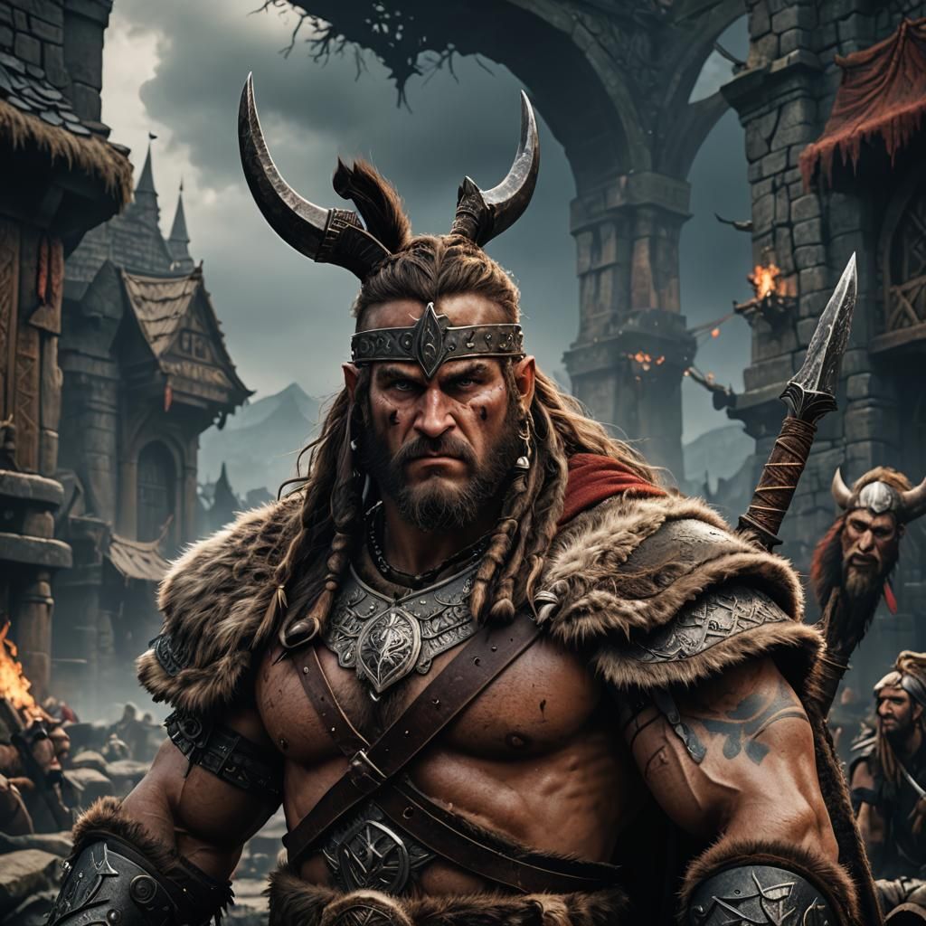 Germanic Barbarian Portrait in Detailed Matte Painting