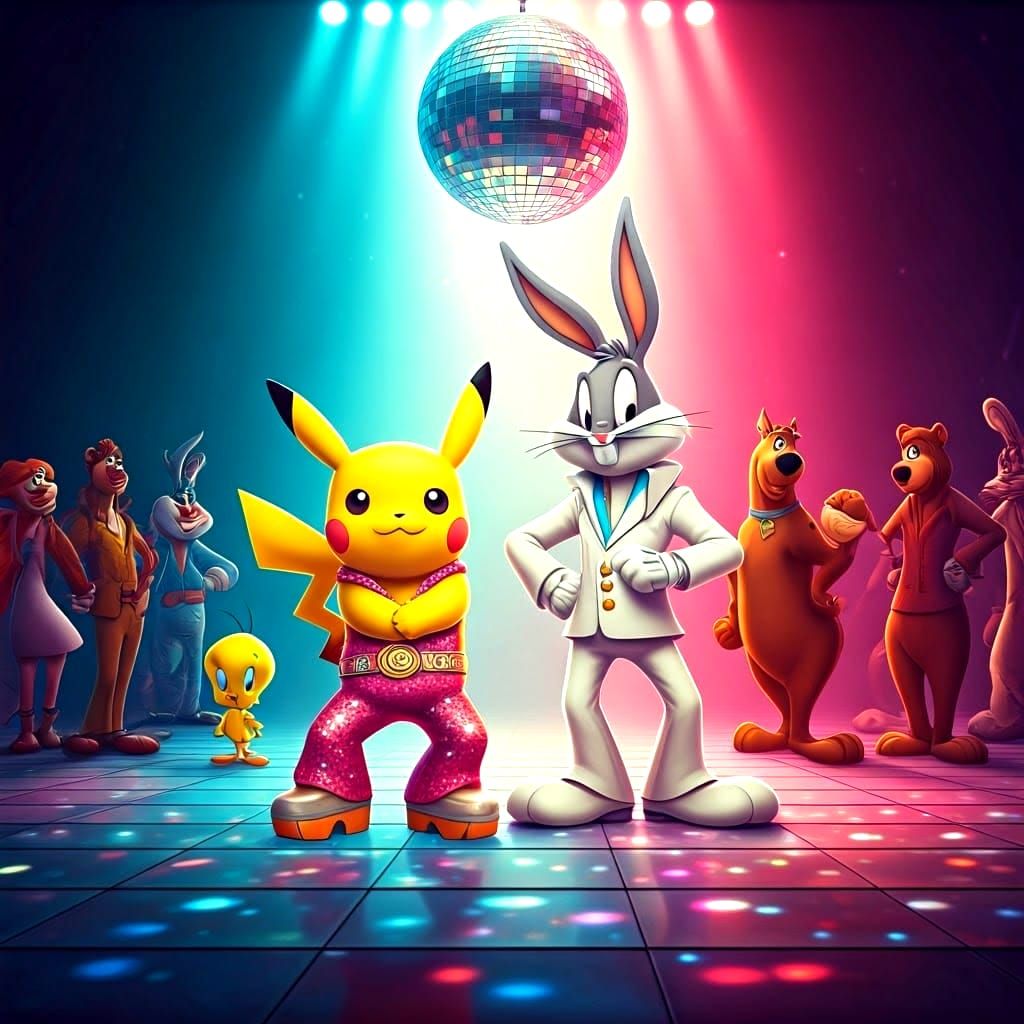 Pikachu and Bugs Bunny Disco Dance