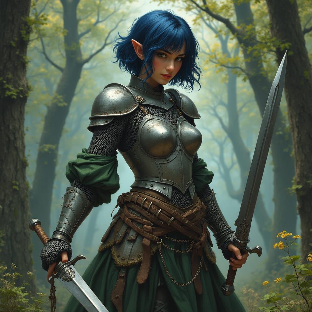 Half Elf Warrior in Mystical Forest