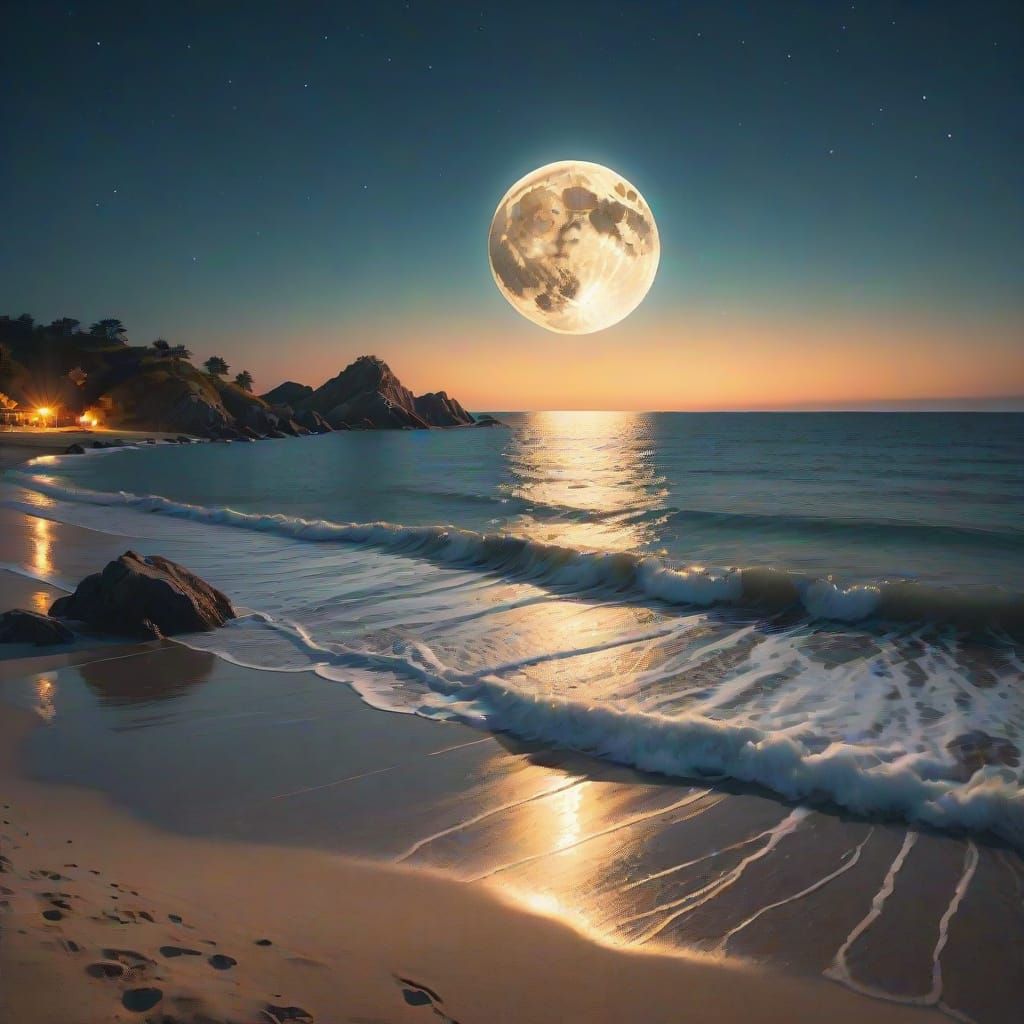 Full Moon Over Ocean: Dreamy Landscape Photography