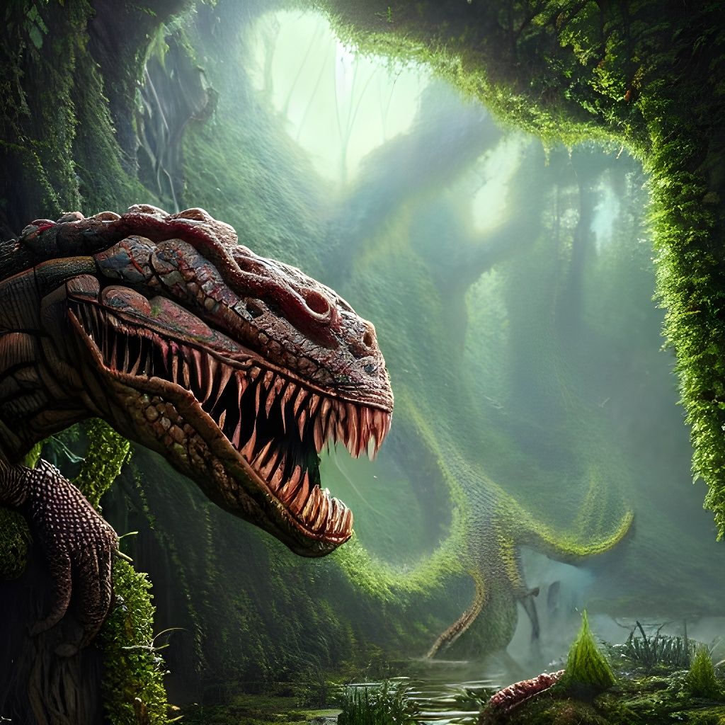 Epic Reptilian Monster with Ornate Carvings