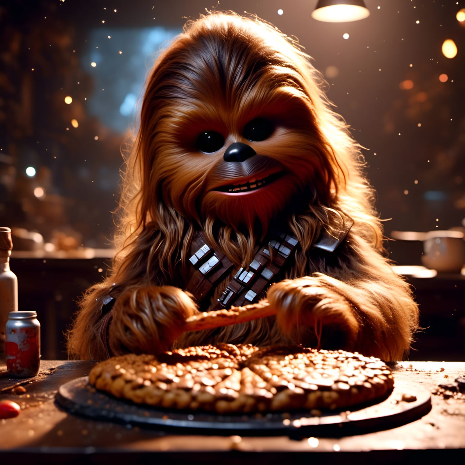 Adorable Chewbacca Holds Giant Cookie