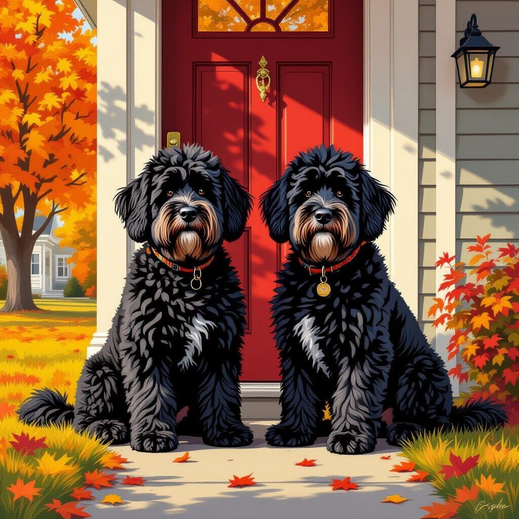 Bouvier des Flandres in Autumnal Scene