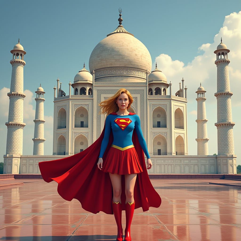 Supergirl at the Taj Mahal: A Futuristic Vision