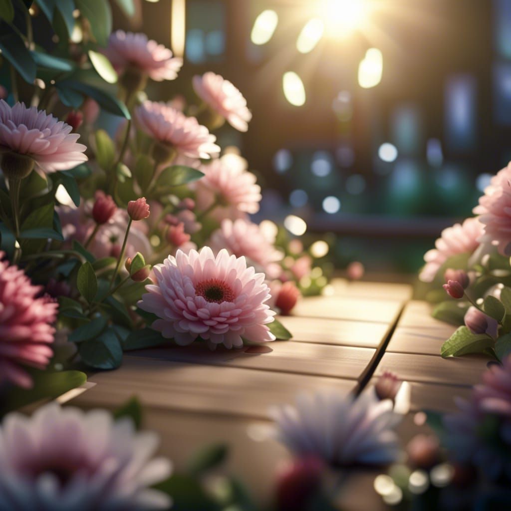 Wedding in Flower Garden with Realistic Lighting