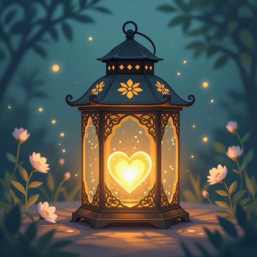 Heart Lantern in Whimsical Fantasy Style