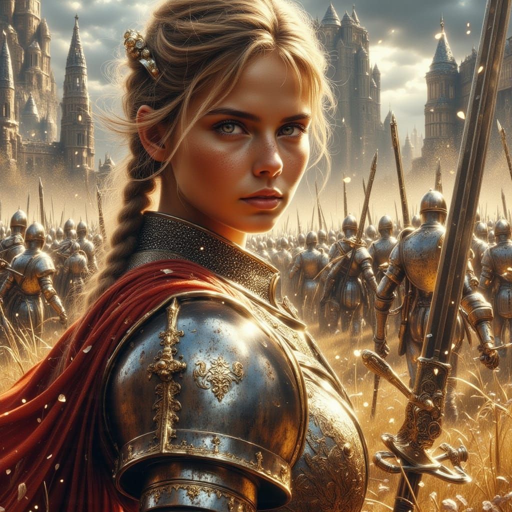 Knight Princess on Battlefield with Mech Warrior