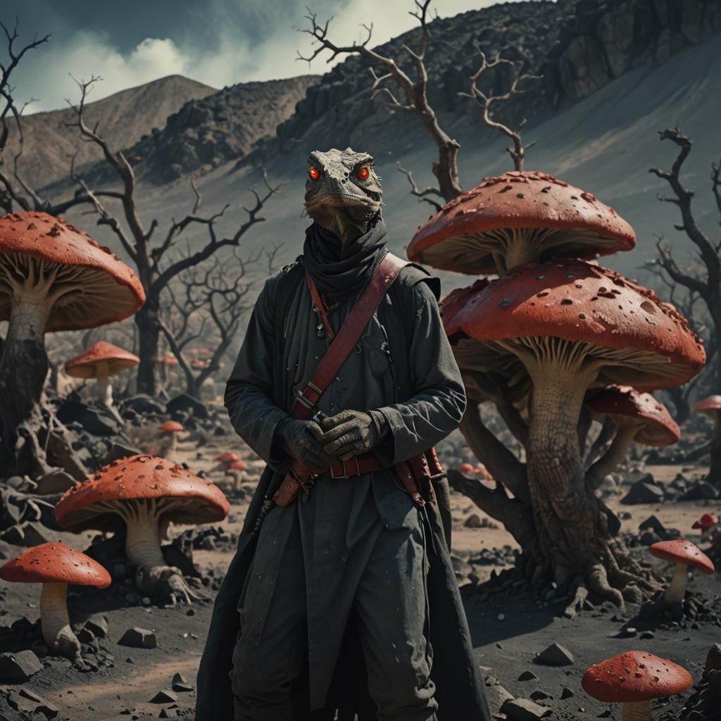 Volcanic Lizard Man in a Harsh Wasteland