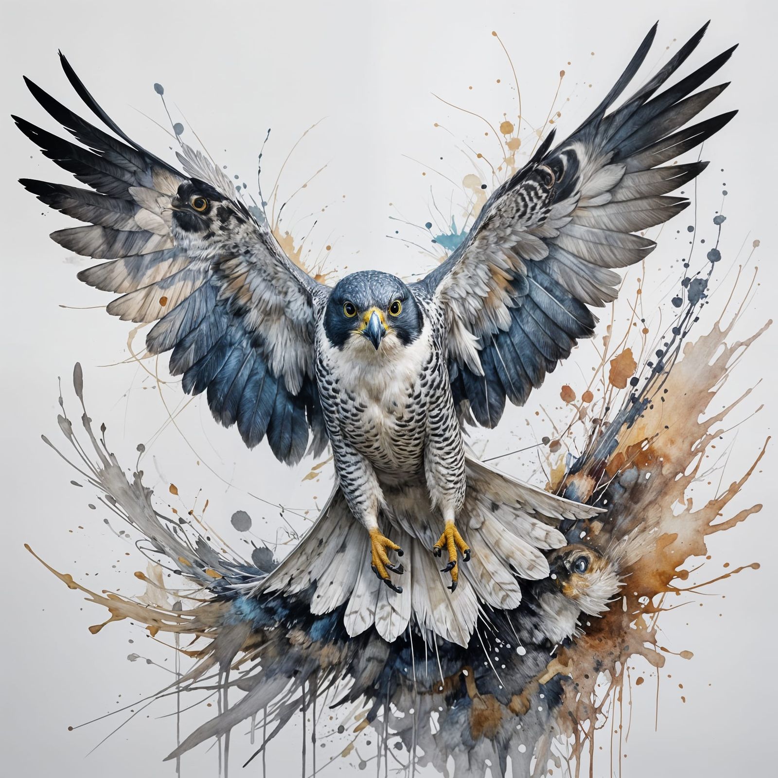 Peregrine Falcon Dive: A Dynamic Watercolor Close-Up