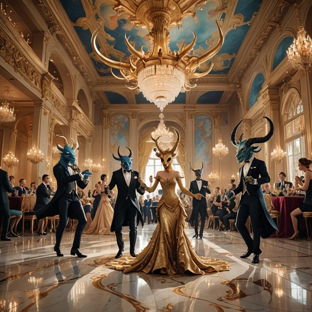 Elegant Monsters at a Fantasy Ballroom Gala