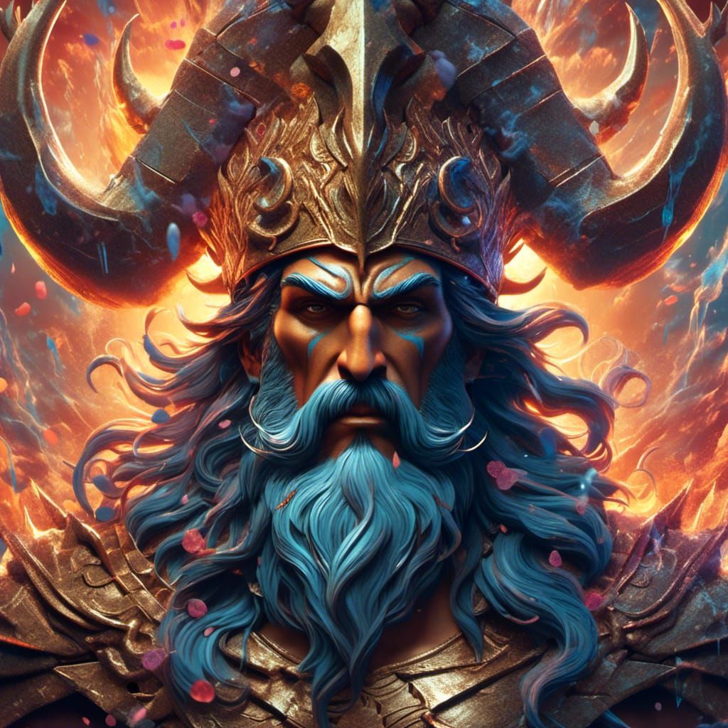 Demonic Poseidon Rising from the Seas