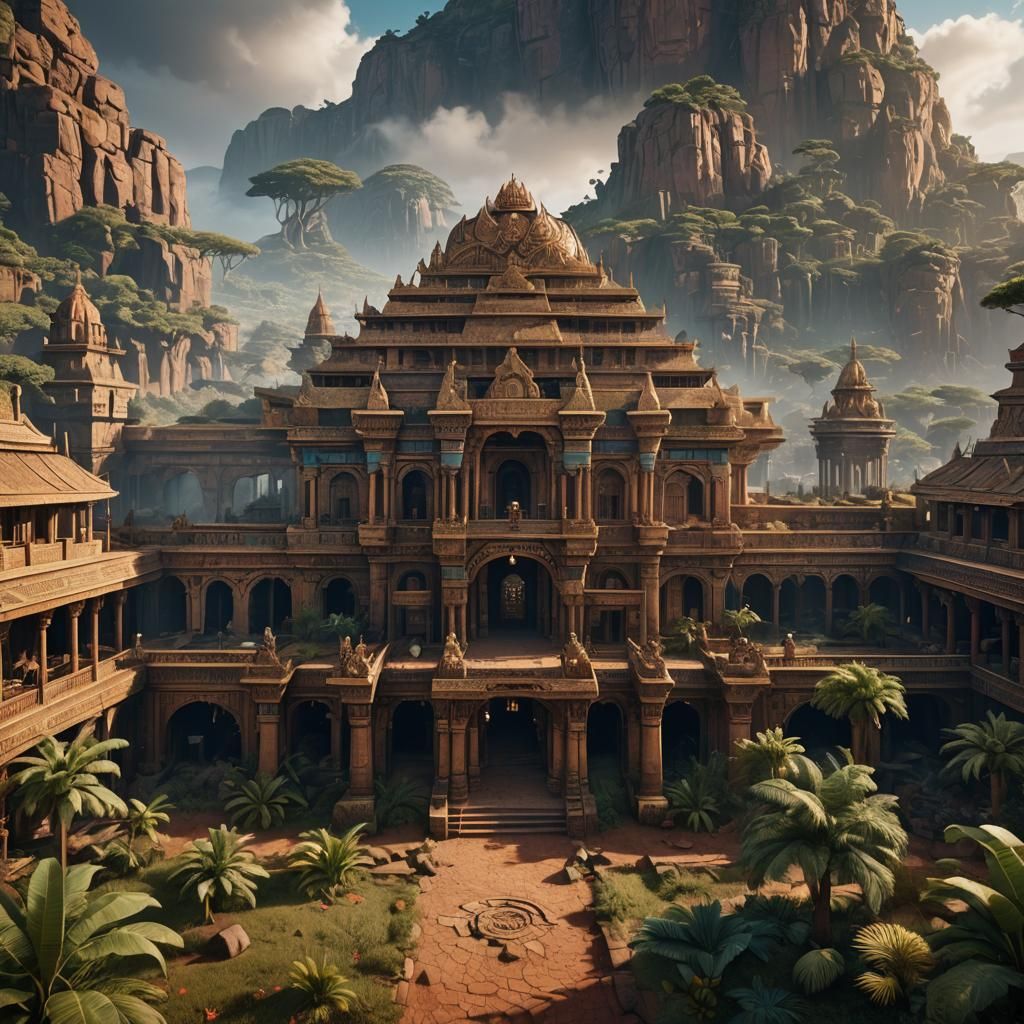 Detailed Matte Painting of an African Palace