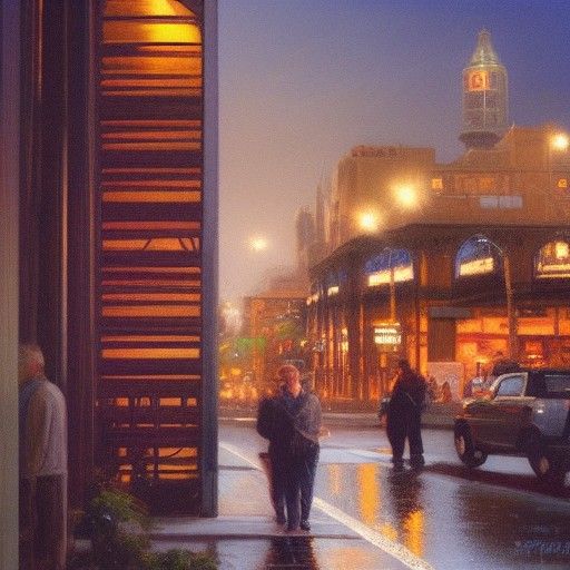 Figures at Dusk: An Oil Painting Impression