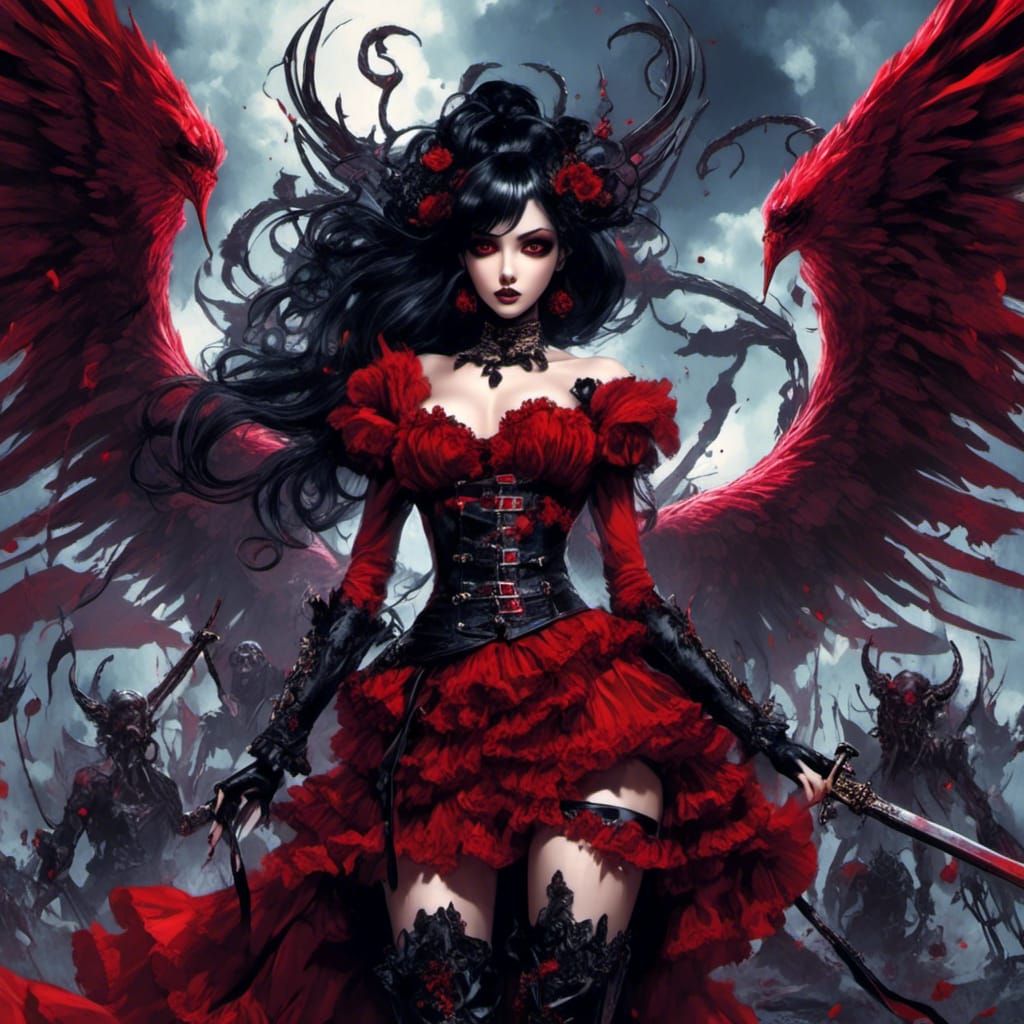 Gothic Anime Pirate Girl on Ship