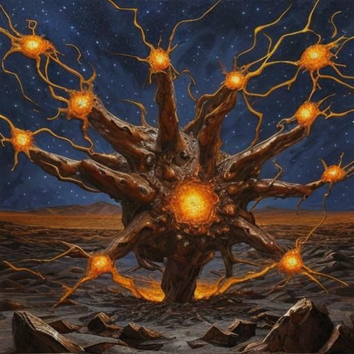 Molten Iron Starry Night Abstract Expressionism