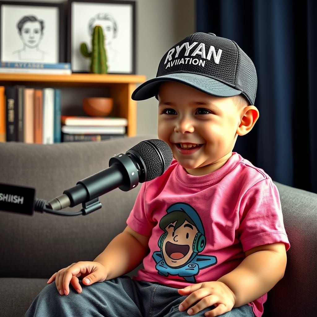 Baby Boy Podcast in Hyperrealistic Digital Art
