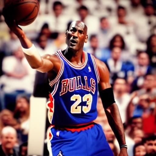 Michael Jordan in Flight: Photorealistic Sports Portrait