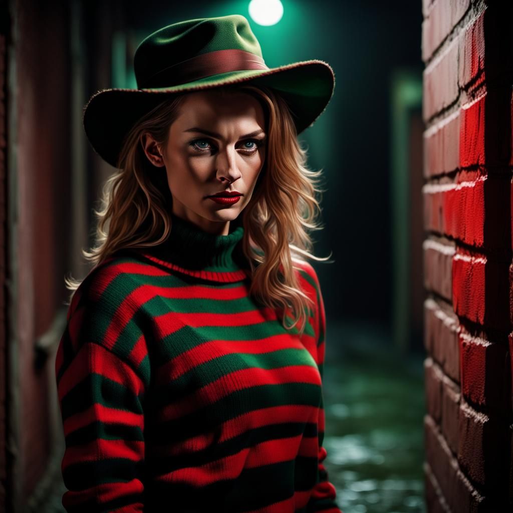 Freddy Krueger's Fiendish Feminine Form in Oil Paint