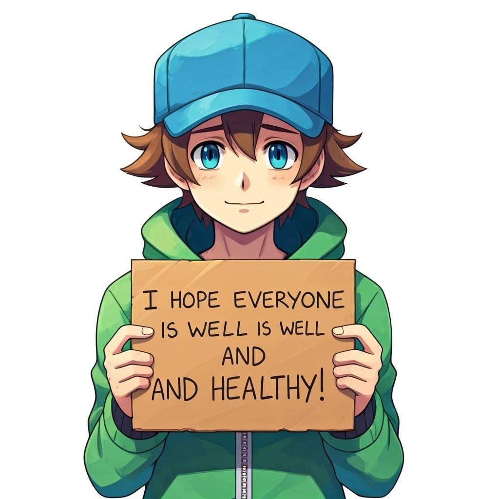 Pokémon Trainer Holds Hopeful Sign in Whimsical Style