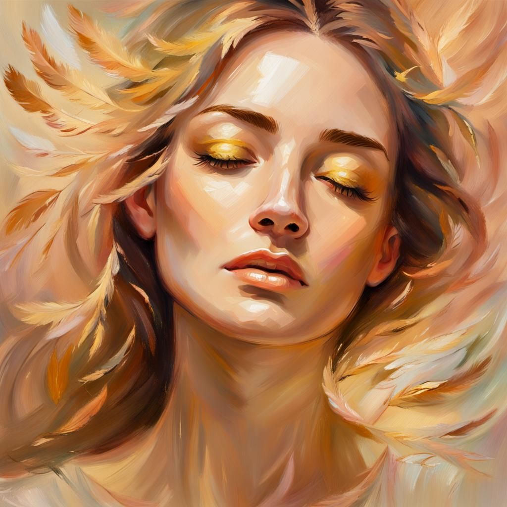 Impressionist Portrait of Woman in Golden Light