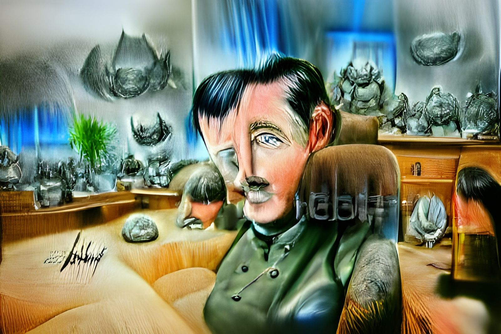 Hitler in Cabinet: Ink Drawing by Jim Burns