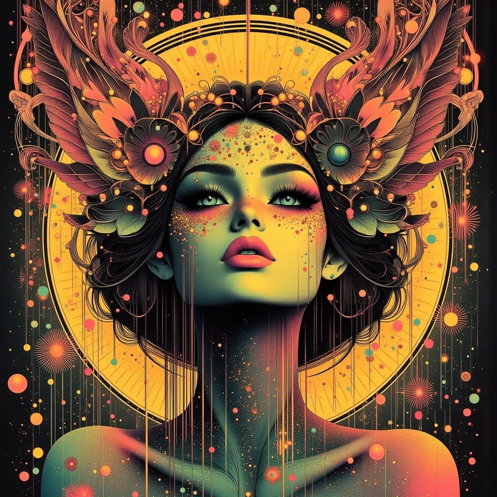 Medusa Punishes Gods in Art Nouveau Punk Style