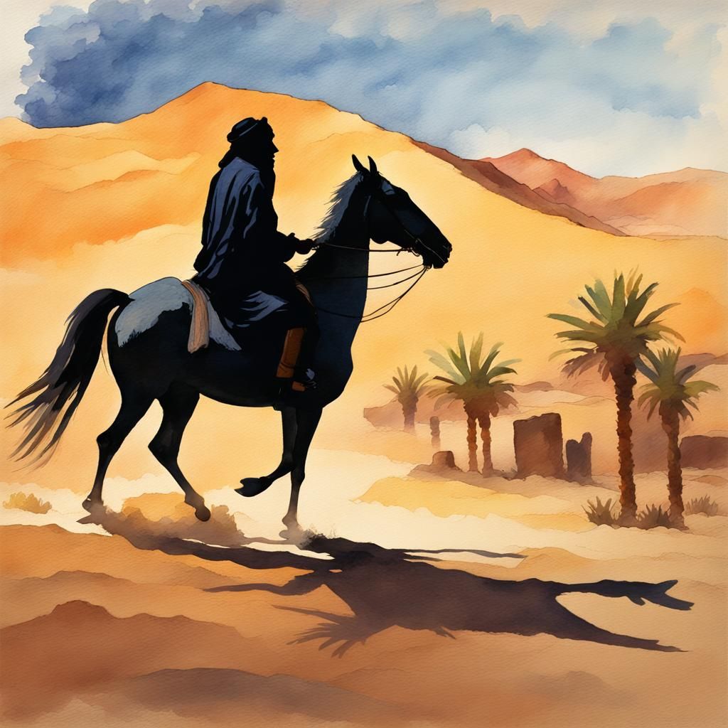 Arabian Desert Merchant in Gouache and Watercolor