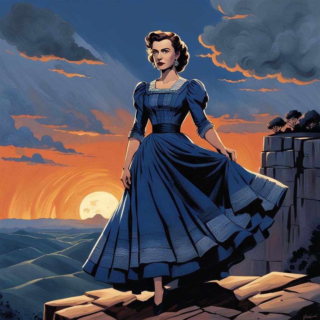 Scarlett O'Hara in Indigo Dress, Neoclassical Cubist Style