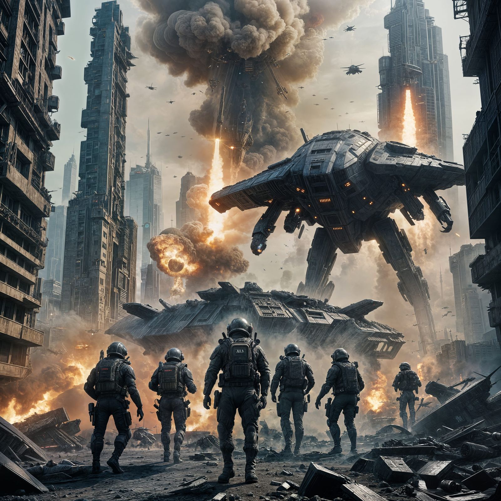 Futuristic World War 3 with Alien Spacecraft