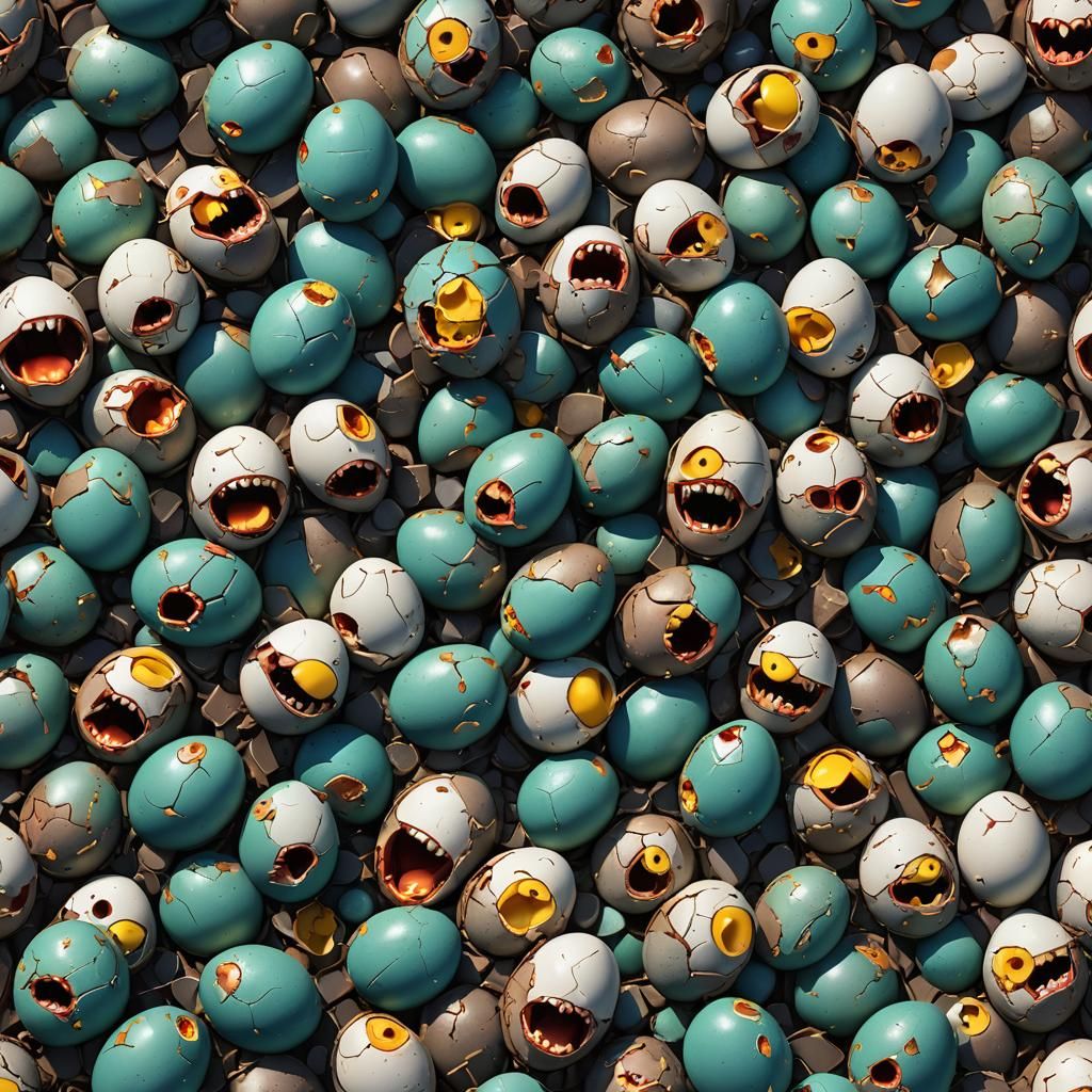 Shattered Zombie Eggs: Detailed Matte Painting