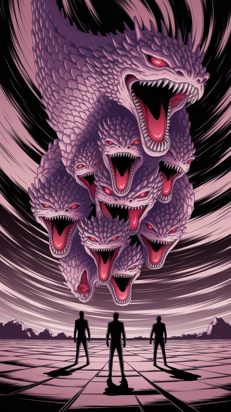 Cosmic Horror Descends: A Surreal Anime Illustration