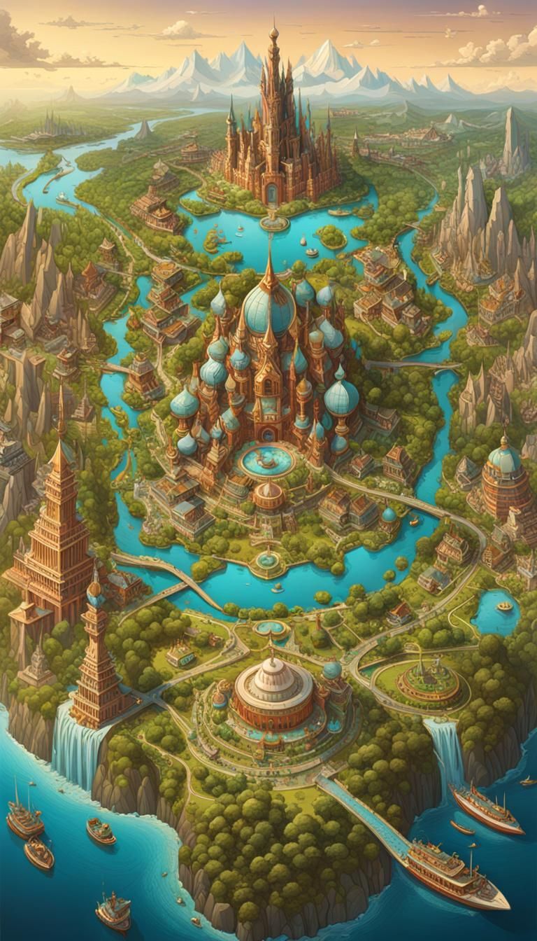 Utopian World: Detailed Isometric 3D Map