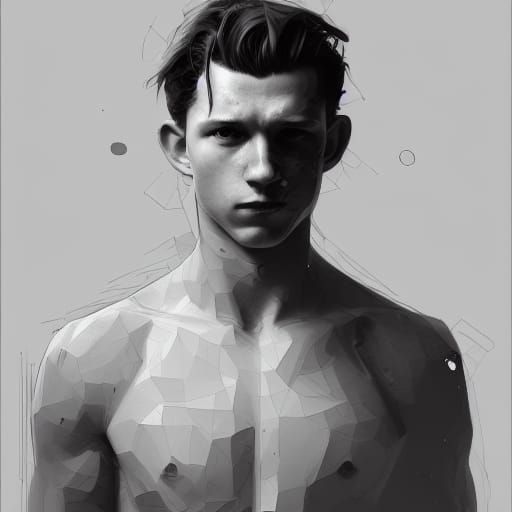 Tom Holland Portrait in Hyperdetailed Art Style