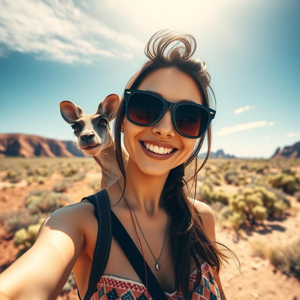 Outback Selfie Photobomb: A Whimsical Australian Scene